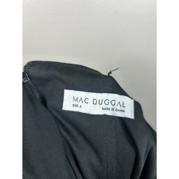 Mac Duggal One Shoulder Bewjewled Cuff Sleeve Gown Black Sz 4 Formal - Picture 6 of 9